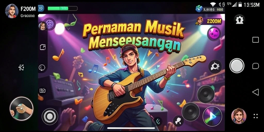 Tangkapan layar F200M menampilkan pengalaman gameplay musik yang mengasyikkan.