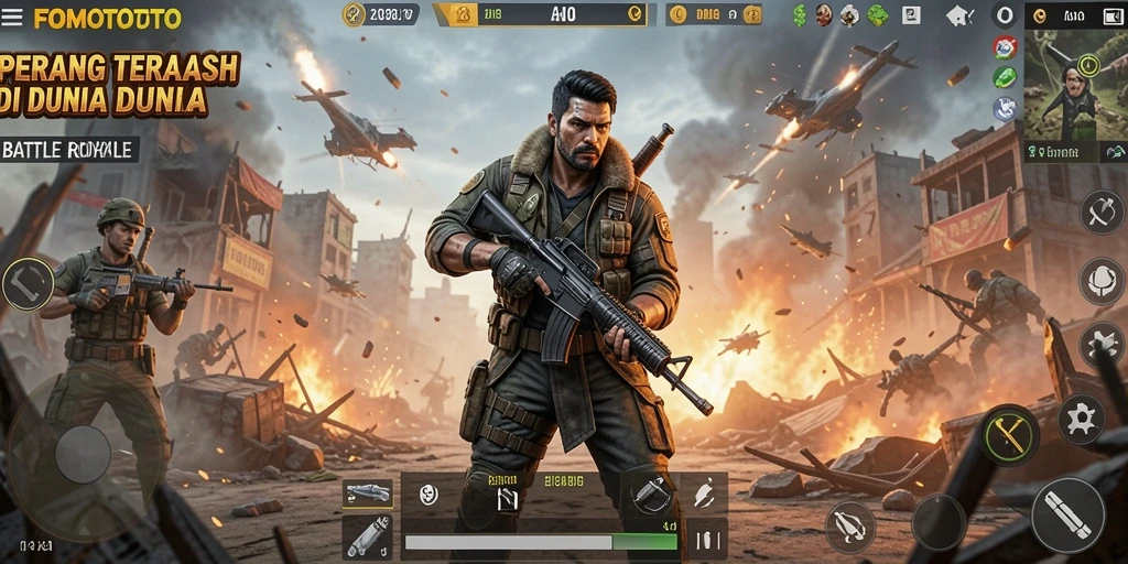 Tampilan aksi mendebarkan FOMOTOTO dalam mode Battle Royale.