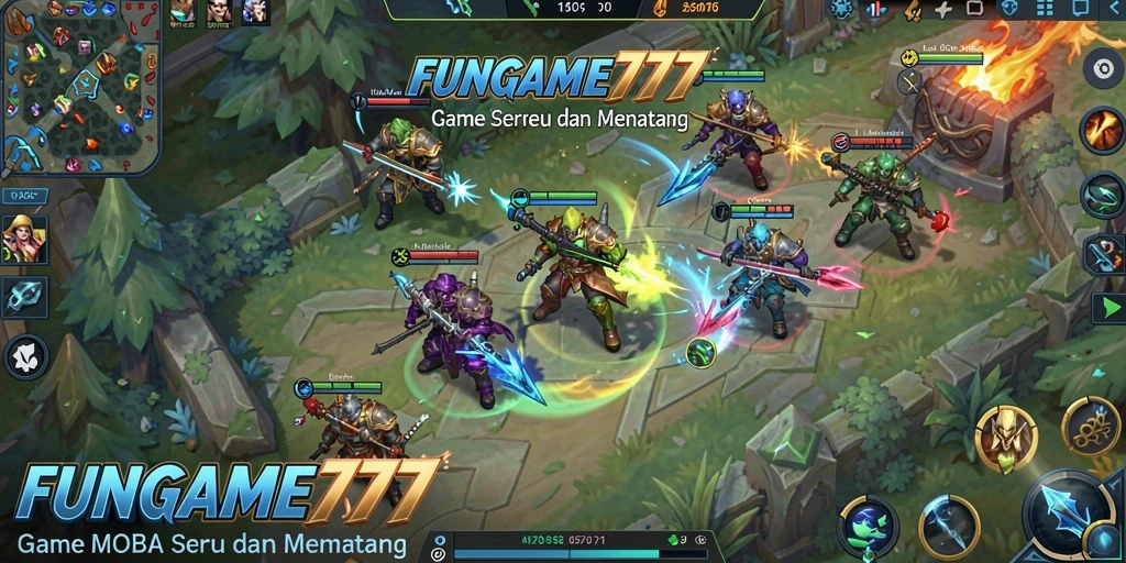 Tampilan seru dari gameplay MOBA di FUNGAME777.