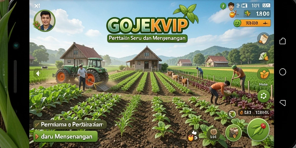 Screenshot gameplay GOJEKVIP menghadirkan ladang yang subur.