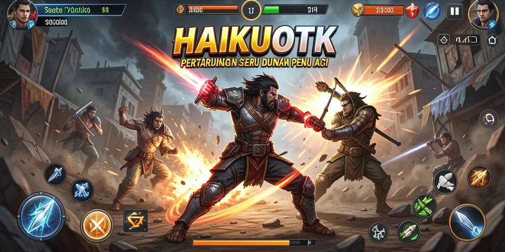 Screenshot HAIKUOTK menunjukkan aksi pertarungan yang mendebarkan.