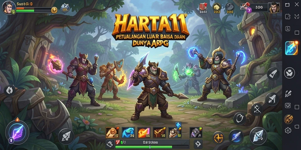 Screenshot utama HARTA11 menampilkan aksi pertarungan yang seru dalam dunia ARPG.