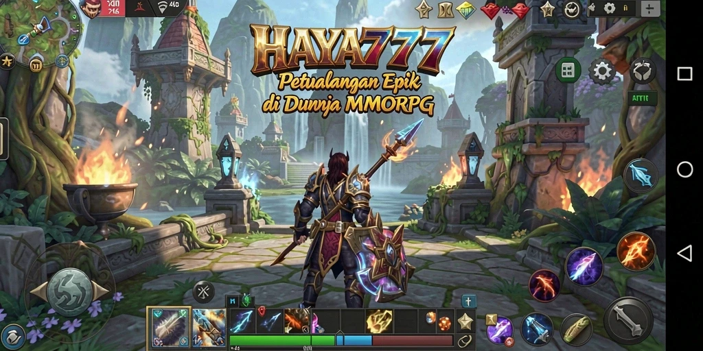 Screenshot gameplay HAYA777 yang menunjukkan pertempuran epik di dunia MMORPG.