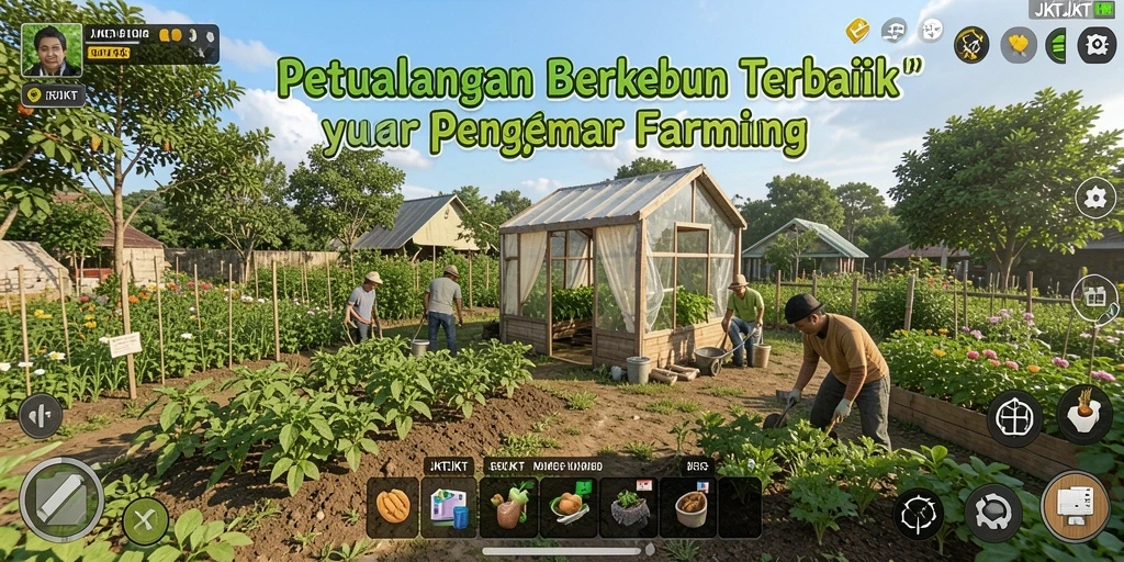 Tampilan gameplay seru di JKTJKT saat berkebun.