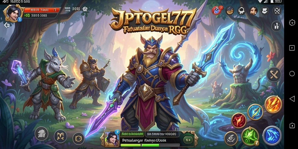 Screenshot gameplay JPTOGEL77 menunjukkan pertempuran epik di dunia RPG.