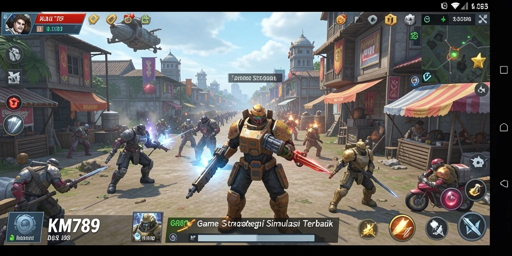 Screenshot gameplay KM789 yang menampilkan aksi pertempuran strategi.