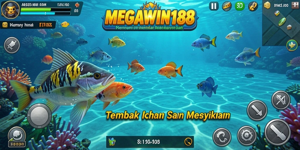 Tangkapan layar permainan MEGAWIN188 dengan grafis tembak ikan yang menarik.