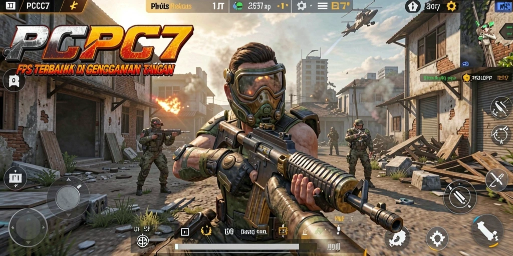 Tampilan gameplay PCPC7 yang intens dan mendebarkan saat pertarungan FPS.