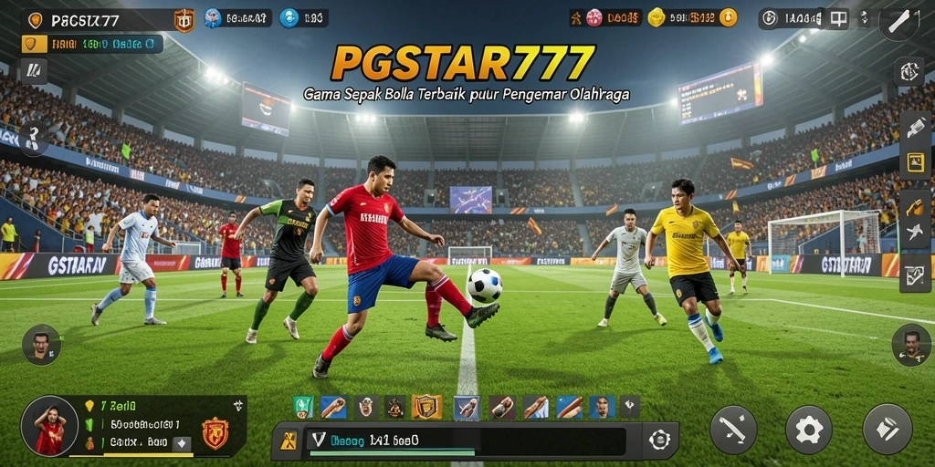 Screenshot PGSTAR777 menampilkan aksi seru di lapangan sepak bola.