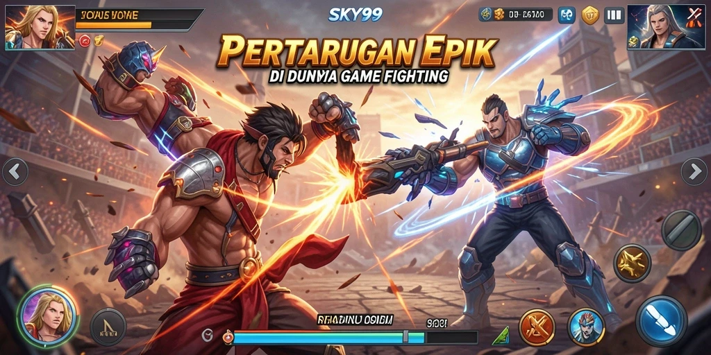 Tampilan gameplay SKY99 yang intens dan menegangkan saat bertarung.
