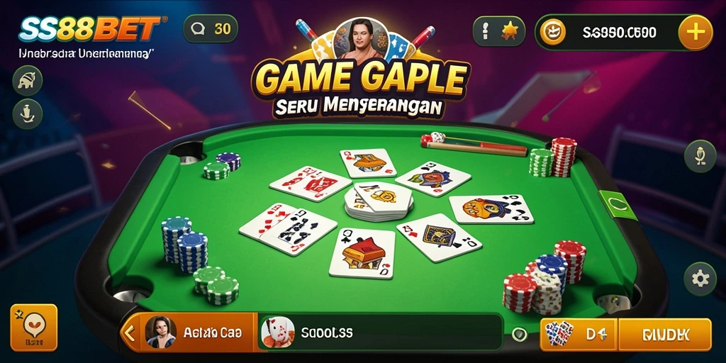 Screenshot gameplay SS88BET menunjukkan momen seru permainan Gaple.