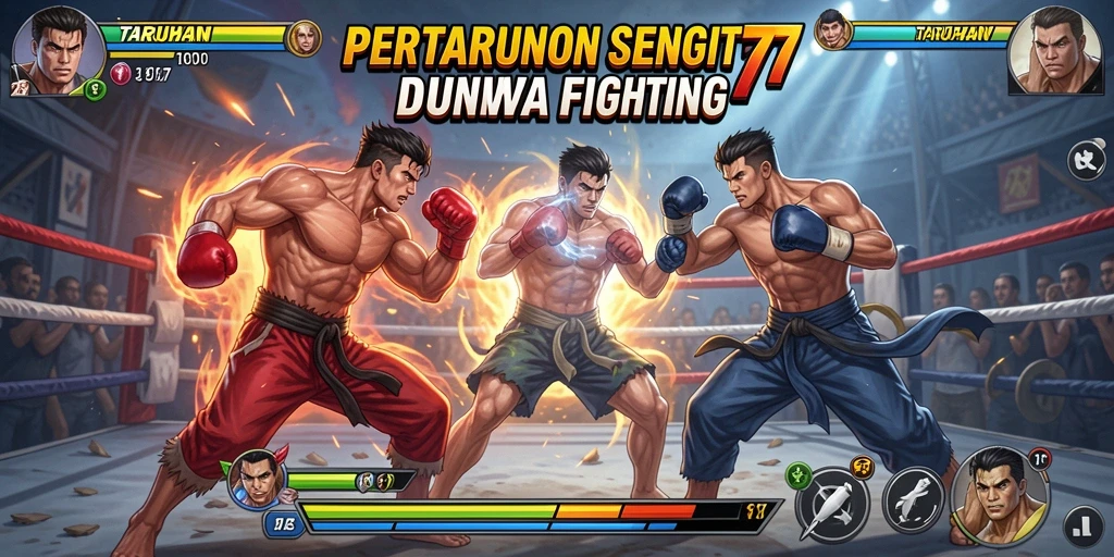 Tampilan utama TARUHAN77 memperlihatkan aksi pertarungan yang intens.
