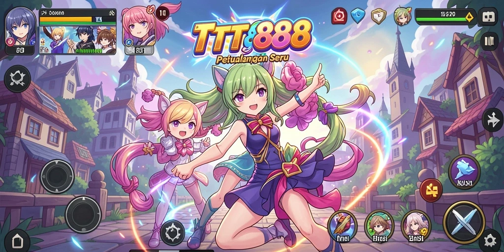 Screenshot utama TTT888 menampilkan karakter anime yang imersif dalam aksi.