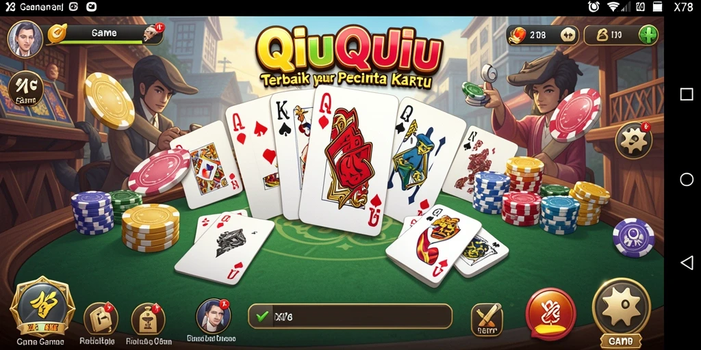 Screenshot gameplay X78 menampilkan aksi seru permainan QiuQiu.